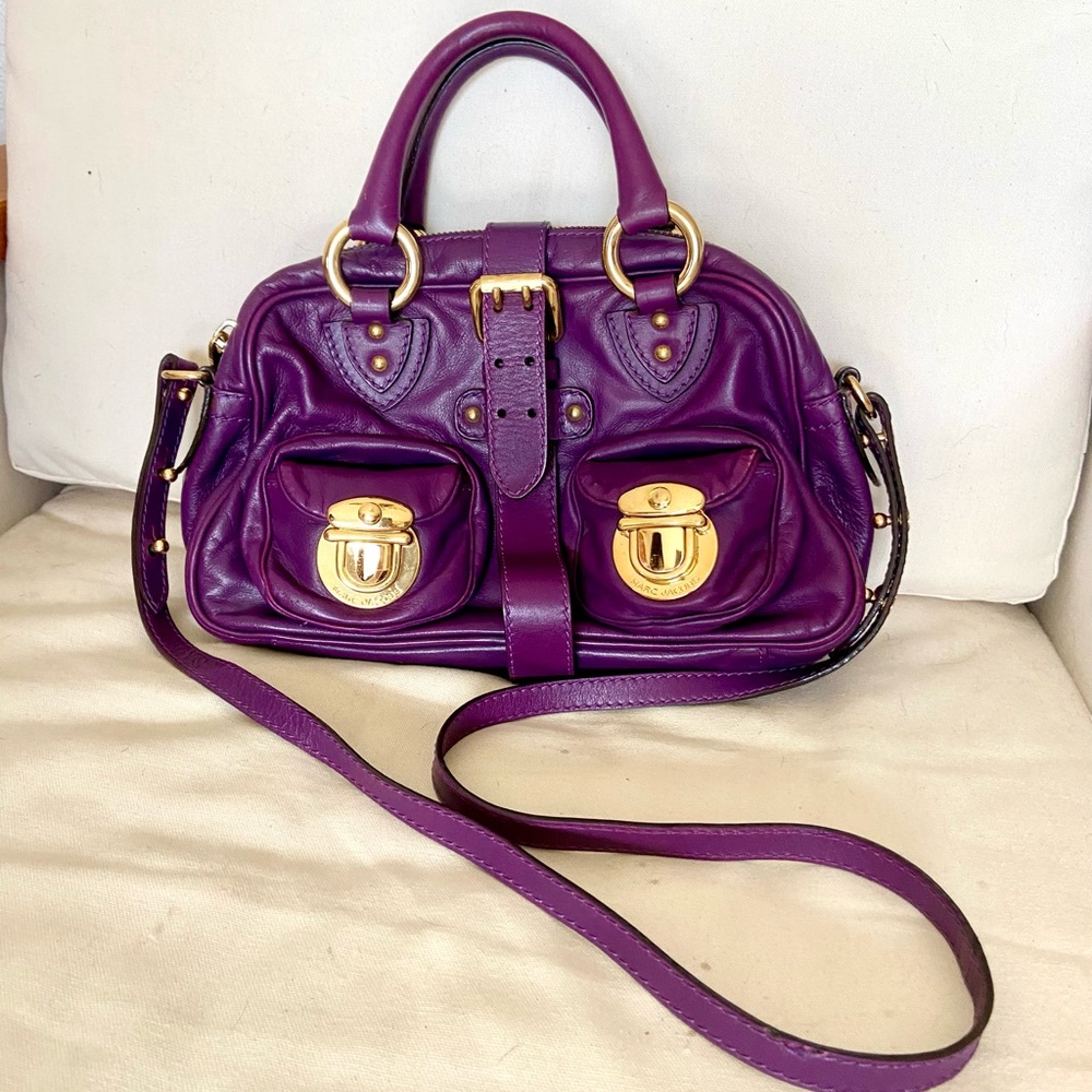 Marc Jacobs Purple Leather Shoulder Hand Bag